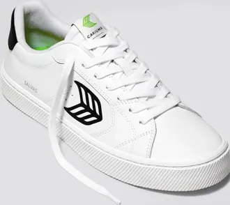 Cariuma Mens Cariuma Salvas Sneakers White Black Leather Lifestyle Shoes HAWK998