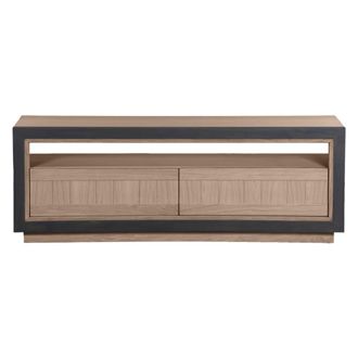 Mon Petit Meuble Fran&ccedil;ais Mueble de televisi&oacute;n de roble con 2 cajones, dise&ntilde;o c. Lecomte