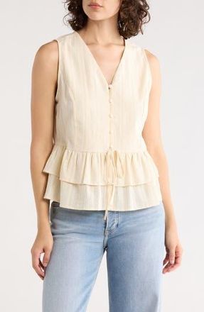 Adrianna Papell Sleeveless Button Front Peplum Top in Cream at Nordstrom Rack, Size X-Large