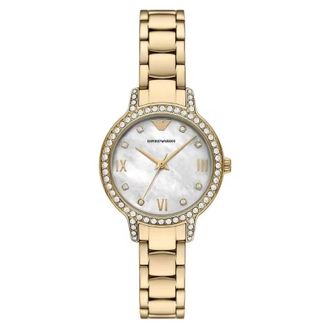Armani Cleo Quartz Crystal Mother of Pearl Dial Ladies Watch AR11652