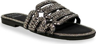Chase + Chloe by Intouch Footwear Rhinestone Embellished Slide Sandal in Black Pu at Nordstrom Rack, Size 5.5