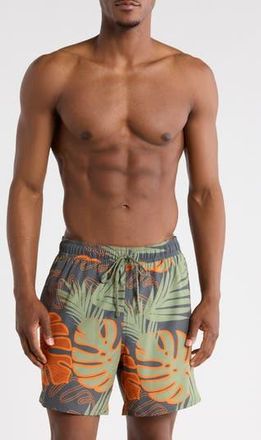 Rainforest Palm Swim Trunks in Irongate/Oilgreen/Bu at Nordstrom Rack, Size X-Large