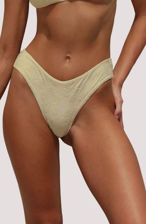 Stone Fox Swim Zola Cheeky Terry Swim Bottoms in Horchata Hibiscus Towelling at Nordstrom, Size X-Large