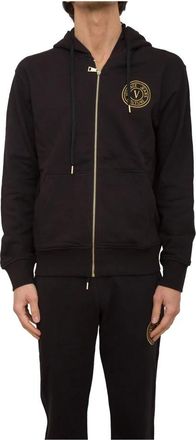 Versace Jeans Couture Hoodies & sweatvesten, Heren, Zwart, M, Katoen, Stijlvolle Sweatshirt voor Mannen