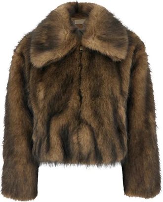 Michael Kors Luxe Imitatiebontjas met Wijde Kraag - Dames - Jassen - Bruin - S - Jassen