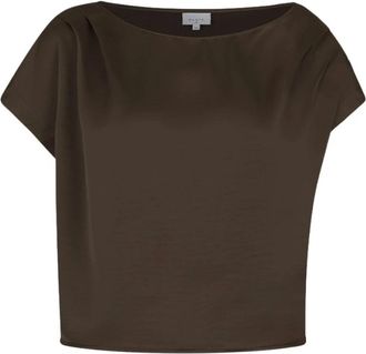 Dante6 Roam Satin Drapey Top - Dames - Blouses & Shirts - Bruin - Maat: S Satijn