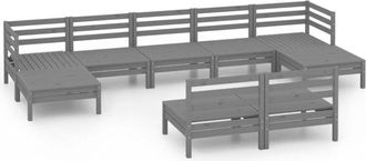 vidaXL 9 Piece Garden Lounge Set Grey Solid Wood Pine Vidaxl