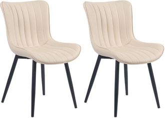 Clp Clp - Set De 2 Sillas De Comedor Largo En Terciopelo O Polipiel Crema Simil Cuero