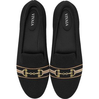 Vivaia Round-Toe Embroidered Loafers in Black - Horsebit at Nordstrom, Size 8.5