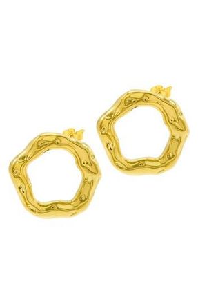 Adornia Water Resistant Hammered Front Hoop Earrings in Gold at Nordstrom Rack