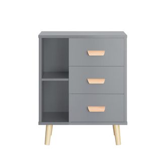 SoBuy Mesa Auxiliar Mesita De Noche Con 3 Cajones Mesa Para Sal&oacute;n Comedor Con 2 Estantes 48 X 40 X 60 Cm Gris Fbt95-hg Sobuy Es