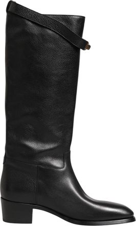 Dolce & Gabbana Black Logo Plaque Over The Calf Boots Mens Shoes