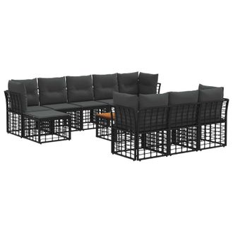 vidaXL Conjunto De Sof&aacute;s De Exterior 11 Pcs Negro Y Gris Oscuro Vidaxl