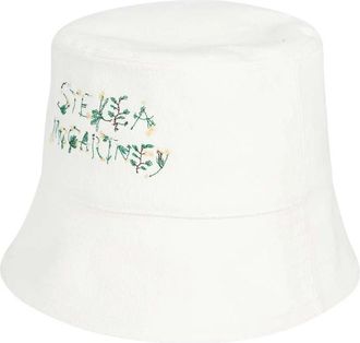 Stella McCartney Geborduurd Logo Katoenen Bucket Hoed - Dames - Hoeden - Wit - 58 CM - Katoen - Accessoires