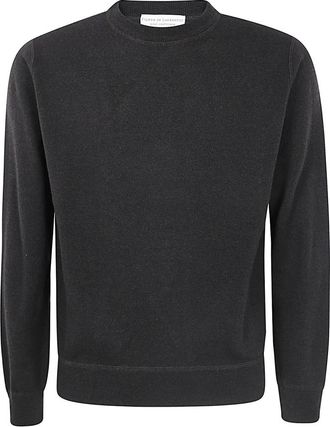 FILIPPO DE LAURENTIIS Cashmere Wollen Trui met Ronde Hals - Heren - Sweatshirts - Bruin - M - Wol - Hoodies & sweatvesten