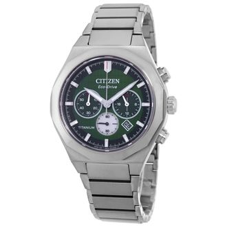 Citizen Zenshin Senkei Chronograph Green Dial Mens Watch CA4691-59X