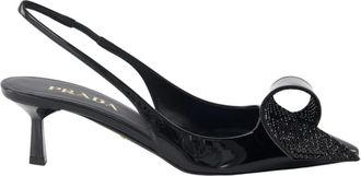 Prada Patent Leather Pumps with Elastic Strap - female - Prada - Pumps - Black - 3 UK - Shoes