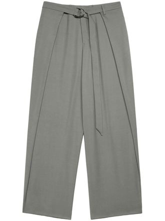 Ami belted wide-leg trousers - men - Viscose/Wool - 42 - Grey