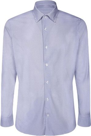 Dell'Oglio Geometric Shirt - Heren - Zakelijke Overhemden - Blauw - XL - Overhemden