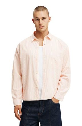Cotton On Mens Hampton Long Sleeve Shirt in Apricot Stripe at Nordstrom, Size Xx-Large