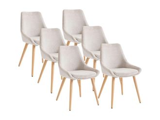 VENTE-UNIQUE.COM Set de 6 sillas tela beige