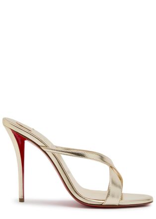 Christian Louboutin Mulazee Cross 100 Metallic Leather Sandals - Gold - 36 (IT36/ UK3)