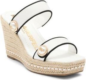 Karl Lagerfeld Carsen Espadrille Platform Wedge Sandal in Bright White/Black at Nordstrom Rack, Size 7.5