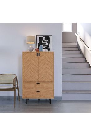 Seconique Leon 2 Door 2 Drawer Cabinet in Natural