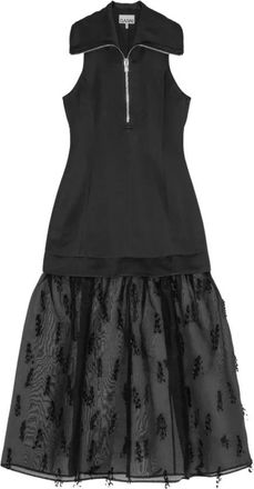 Ganni Zwarte Tule Onderjurk - Dames - Feestkleedjes - Zwart - XS - Tule - Kleedjes