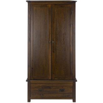 Home Source Industries Home Source - Wardrobe 2 Door 1 Drawer Solid Pine Wooden Bedroom Furniture Clothing Storage