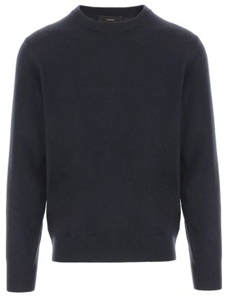 Vince Navy Crew Neck Ribbed Cashmere Sweater