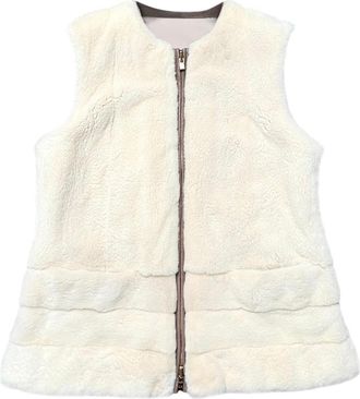 Loro Piana Cream Nylon & Shaved Mink Gilet Size L