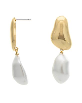 Rivka Friedman 18K Plated Pearl Earrings