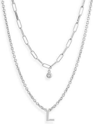 Meshmerise Diamond Initial Charm Necklace in White-L at Nordstrom Rack