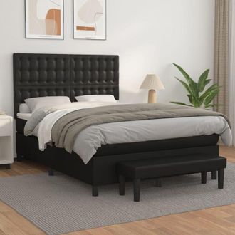 vidaXL Vidaxl - Cama Box Spring Con Colch&oacute;n Cuero Sint&eacute;tico Negro 140x190 Cm