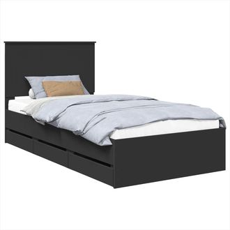 vidaXL Estructura De Cama Negro 100 X 200 Cm Madera Ingenieril Vidaxl
