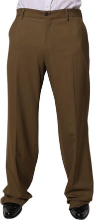 Dolce & Gabbana Mens Brown Wool Straight Formal Dress Pants Virgin Elastane