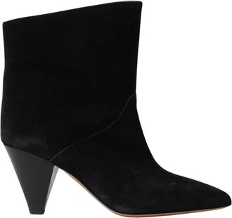 Isabel Marant Zwarte su&egrave;de enkellaarsjes - Dames - Laarzen met Hak - Zwart - 35 EU - Su&egrave;de - Schoenen