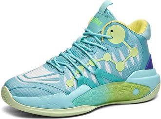 Generic Mens Basketball Shoes Shock-Absorbing Anti Slip Wear-Resistant Rebound Grabbing Casual Sports Training Boots Walking Shoes(Green,8.5 UK)