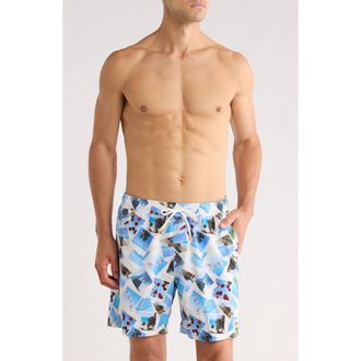 Scotch & Soda Polaroid Print Swim Trunks in Bright White at Nordstrom Rack, Size X-Large