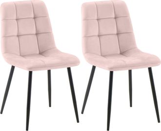 Clp Lote De 2 Sillas De Comedor Tilde Rosado Terciopelo