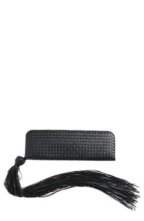 Bottega Veneta Intrecciato Plume Leather Clutch in 1007 Black-Brass Vibrato at Nordstrom