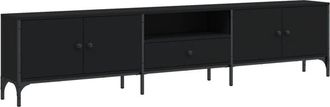 vidaXL Vidaxl - Mueble de tv con cajón madera de ingeniería negro 200x25x44 cm