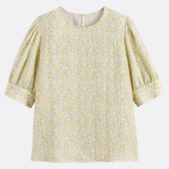 La Redoute Collections Blouse met bloemenprint, ronde hals, 3/4 mouwen