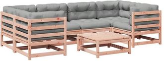 vidaXL Set De Sof&aacute;s Jard&iacute;n 7 Pzas Con Cojines Madera Abeto Douglas Vidaxl