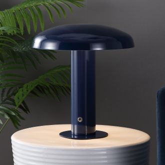 Jonathan Y Designs Suillius 11 Contemporary Bohemian Rechargeable/Cordless Iron Integrated LED Mushroom Table Lamp
