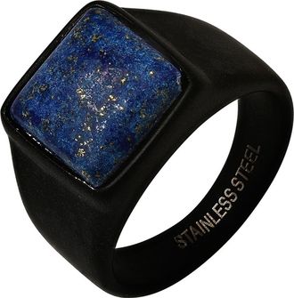 HMY Jewelry Mens Lapis Lazuli Signet Ring in Blue/Black at Nordstrom Rack, Size 8