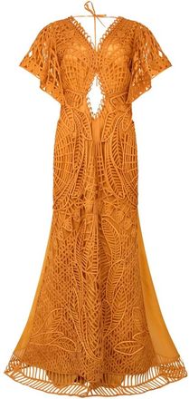 Alberta Ferretti Kleedjes, Dames, Oranje, L, Elegante Lange Jurk
