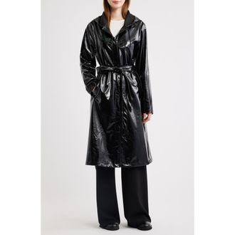 Rains Waterproof A-Line Long Raincoat in Black at Nordstrom, Size X-Large