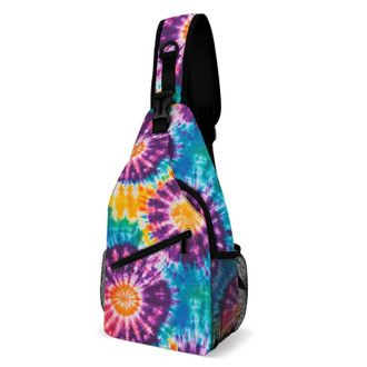 Generic Tie-dye Pattern Unisex Shoulder Bags Casual Crossbody Chest Bag Sling Backpack for Hiking Cycling Travel